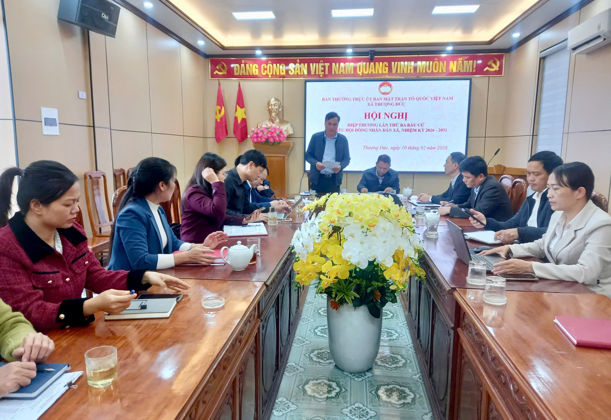 Ban Thường trực UBMTTQ Việt Nam xã Thượng Đức tổ chức Hội nghị hiệp thương lần thứ ba lập danh sách chính thức người ứng cử đại biểu HĐND xã khóa II, nhiệm kỳ 2026–2031.